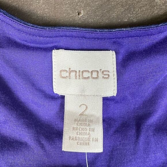 Chicos Women’s Size 2 Bib Maxi Dress Purple Multi Blended Tye Dye Stretch NWT - Picture 8 of 8